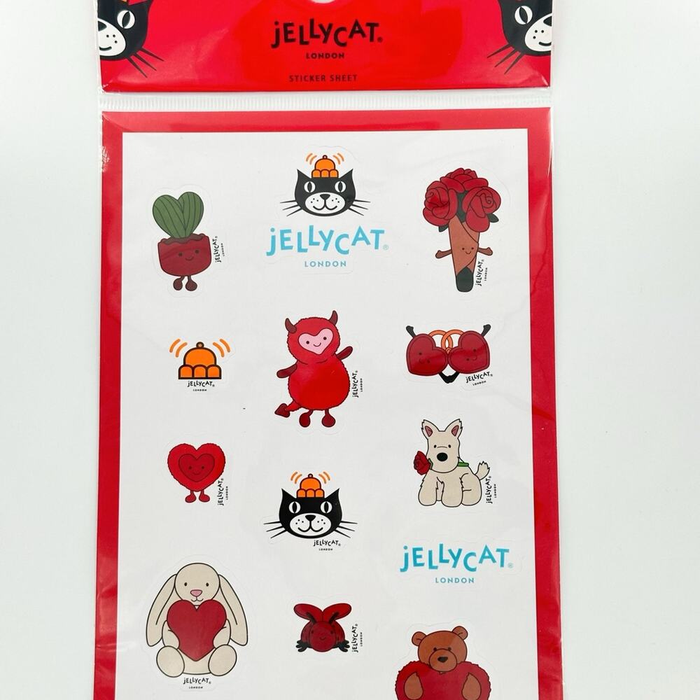 NWT jellycat official valentines day sticker Limited EDITION VHTF
